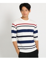 マルチボーダー6分袖プルオーバー/オフホワイト(303)