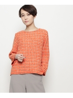 ミックスチェックツイードニット/オレンジ(467)