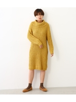 モール ミックス ニット ワイド リブ ワンピース/YEL