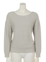 ラメドルマン前後2way9分袖ニットプルオーバー/ライトグレー