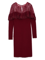 ラメレースニットワンピース/WINE