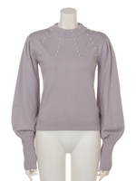 ランダムパールモックニット/ライトグレー