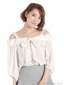 リボンオフショルブラウス/キナリ