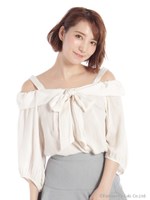 リボンオフショルブラウス/キナリ
