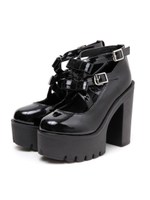 リボンストラップシューズ/ブラック