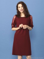 リボンスリーブサックワンピース/ピンク