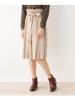 リボンベルト付きリバーシブルフレアスカート/ライトベージュ(051)