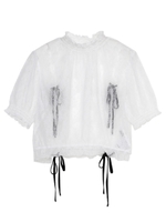 レースアップバックリボントップス/ホワイト