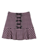 レースアップ切り替えスカート/チェック