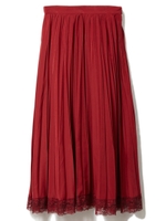 レースヘムデシンプリーツスカート/ボルドー