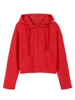 ロゴフードコンパクトパーカー/レッド