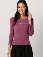 ロゴ刺繍リブニット/パープル