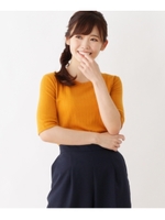 ワイドリブ五分袖プルオーバー/マスタード(033)