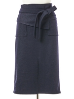 圧縮ウールコルセットタイトスカート/ネイビー