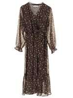 花柄カシュクールワンピース/ブラック