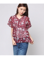 【Factor=】 花柄タックブラウス/ワイン(026)