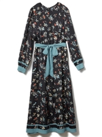 花柄プリントワンピース/ブラック