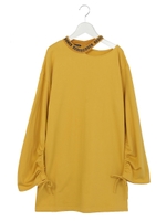 衿ぐりカットワンピ/イエロー