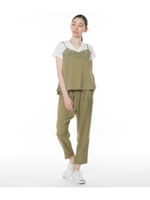 刺繍キャミオールインワン/カーキ(014)