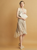 刺繍チュールレイヤードワンピース/ベージュ