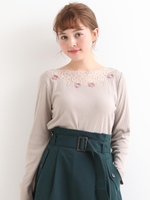 前後2WAYリブトップス/ベージュ