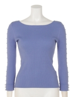 前後２ＷＡＹパール袖リブニット/ライトブルー