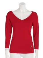 総針Ｖネックニット/RD