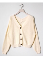 抜き襟NTカーデ/ホワイト