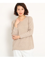 編地変えVネックニット/ライトベージュ(051)