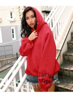 裏起毛アーム刺繍フーディー/レッド(025)