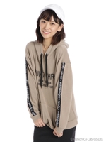 裏起毛袖テープロゴパーカー/ベージュ