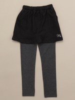 裏毛裏フリーススパッツ付きスカート/ブラック