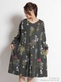 ウィンターブルームプリント(花柄)ワンピース/グリーン