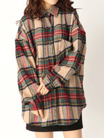 WC/チェック柄ウールタッチBIGシャツ