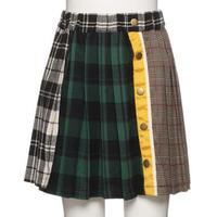 【30%OFF】チェック柄切り替えプリーツスカート