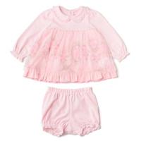 【40%OFF】チュール切り替えTシャツ×ピンドット柄ブルマセット