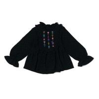 【50%OFF】ピンドットカラフル刺しゅうブラウス