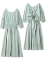 2WAY RIBBON DRESS/ブルー