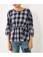 2WAY チェック ボリューム トップス/柄NVY5