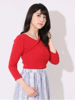 2WAYアシメリブニット/レッド