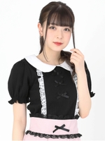 3つリボンテレコTOPS/ブラック