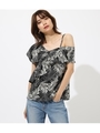 ASYMMETRY LEAF TOPS/柄BLK5