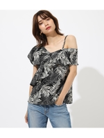 ASYMMETRY LEAF TOPS/柄BLK5