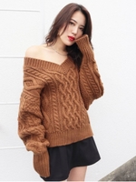 BACK TIE CABLE KNIT/BRN
