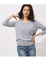 BASIC VNECK KNIT TOPS/T.GRY