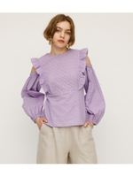 COMBI LACE FRILL TOPS/L/PUR1