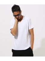 COTTON WAFFLE V／N T-SHIRT/WHT