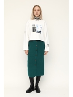 FRONT BUTTON UP RIB KNIT SK/GRN