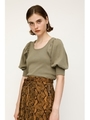 GATHER PUFF SLEEVE TOPS/KHA