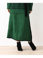 MIXパターンAラインニットスカート/ダークグリーン(023)
